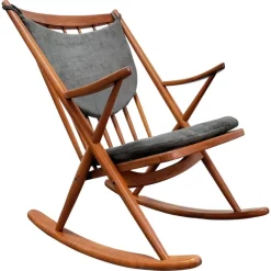 Pamono Danish Teak Rocking Chair Model 182 attributed to Frank Reenskaug for Bramin, Denmark, 1950s> Rocking Chairs