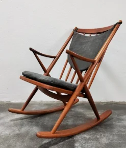 Pamono Danish Teak Rocking Chair Model 182 attributed to Frank Reenskaug for Bramin, Denmark, 1950s><noscript><img width=