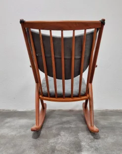 Pamono Danish Teak Rocking Chair Model 182 attributed to Frank Reenskaug for Bramin, Denmark, 1950s><noscript><img width=