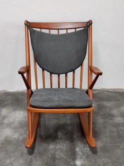 Pamono Danish Teak Rocking Chair Model 182 attributed to Frank Reenskaug for Bramin, Denmark, 1950s><noscript><img width=