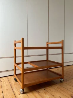 Pamono Danish Teak Serving Trolley by Johannes Andersen for CFC Silkeborg> Serving Bar Carts & Trolleys