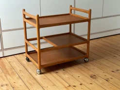 Pamono Danish Teak Serving Trolley by Johannes Andersen for CFC Silkeborg><noscript><img width=