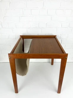 Pamono Danish Teak Side Table with Magazine Holder, 1960s><noscript><img width=