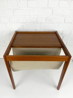 Pamono Danish Teak Side Table with Magazine Holder, 1960s><noscript><img width=