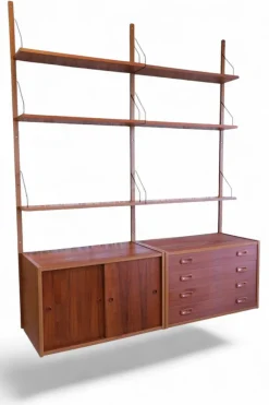 Clearance Pamono Danish Wall-Mounted Shelving System in Teak, 1960s