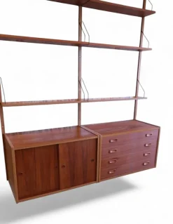 Clearance Pamono Danish Wall-Mounted Shelving System in Teak, 1960s