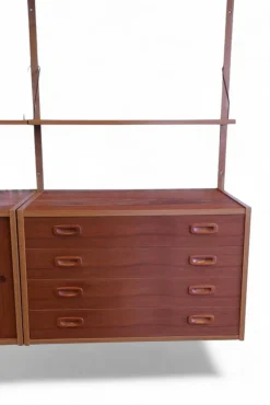 Clearance Pamono Danish Wall-Mounted Shelving System in Teak, 1960s