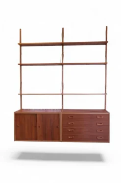 Clearance Pamono Danish Wall-Mounted Shelving System in Teak, 1960s
