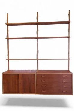 Clearance Pamono Danish Wall-Mounted Shelving System in Teak, 1960s