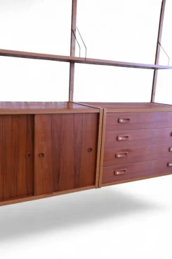 Clearance Pamono Danish Wall-Mounted Shelving System in Teak, 1960s