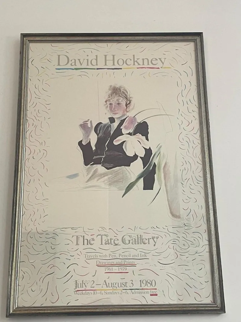 Online Pamono David Hockney, Tate Modern Exhibition Poster of Celia in a Black Dress, 1980, Print, Framed