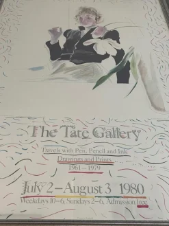 Online Pamono David Hockney, Tate Modern Exhibition Poster of Celia in a Black Dress, 1980, Print, Framed
