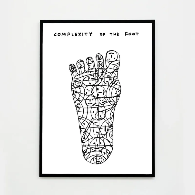 Pamono David Shrigley, Complexity of the Foot, 2020, Lithograph Poster, Framed> Wall Decor