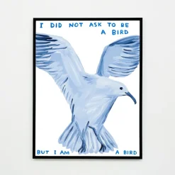 New Pamono David Shrigley, I Did Not Ask to Be a Bird, 2021, Lithograph Poster, Framed