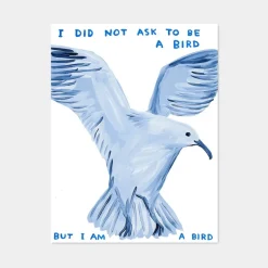 New Pamono David Shrigley, I Did Not Ask to Be a Bird, 2021, Lithograph Poster, Framed