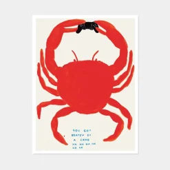 Pamono David Shrigley, You Got Beaten by a Crab, 2021, Lithograph Poster, Framed> Wall Decor|Posters