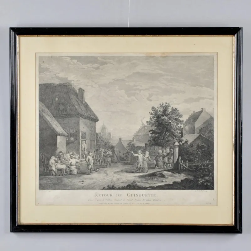 Hot Pamono David Teniers, Return from the Tavern, 18th Century, Engraving