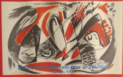 Pamono Day of Intellectuals for Vietnam Poster after Soulages, Picasso, Vasarely & Masson, 1968><noscript><img width=