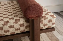 Pamono Daybed with Walnut Structure and Mixed Textile Upholstery with Brass by S+DLH> Seating|Daybeds & Chaises Lounges