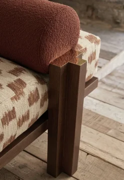 Pamono Daybed with Walnut Structure and Mixed Textile Upholstery with Brass by S+DLH><noscript><img width=