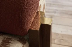 Pamono Daybed with Walnut Structure and Mixed Textile Upholstery with Brass by S+DLH><noscript><img width=