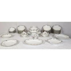 Hot Pamono Decorated Porcelain Tableware, 1890s, Set of 60