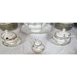 Hot Pamono Decorated Porcelain Tableware, 1890s, Set of 60