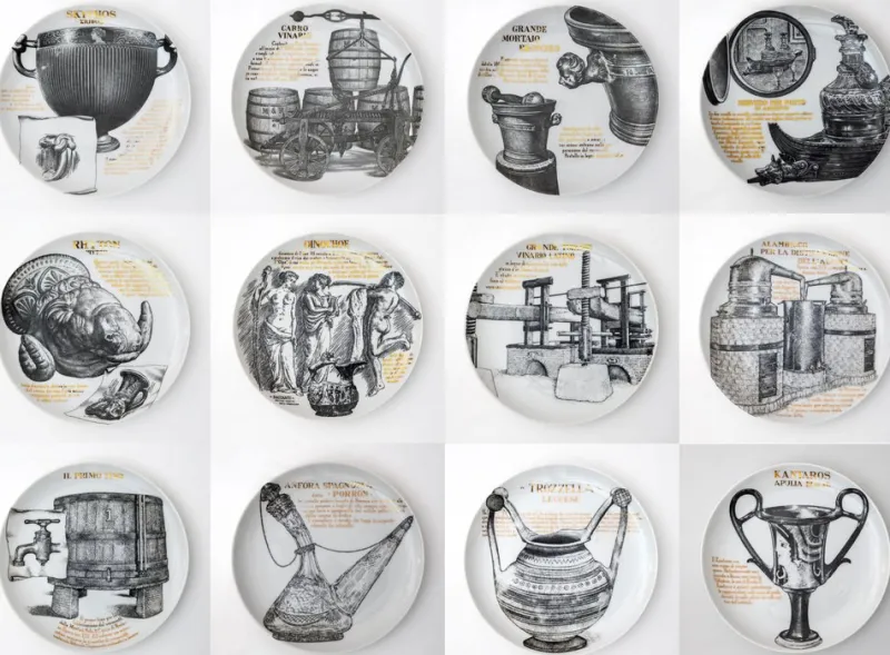Discount Pamono Decorative Porcelain Plates by P. Fornasetti for Martini & Rossi, 1960s, Set of 12