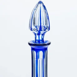 Pamono Deep Blue Overlay Baccarat Crystal Glasses and Decanter, France, 1940s, Set of 7><noscript><img width=