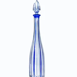Pamono Deep Blue Overlay Baccarat Crystal Glasses and Decanter, France, 1940s, Set of 7><noscript><img width=