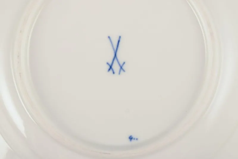 Best Pamono Deep Porcelain Plates with Blue Onion Pattern, Meissen, Germany, Set of 6