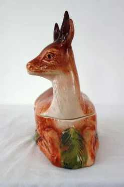 Pamono Deer Terrine in Majolica by Michel Caugant, France, 1950s><noscript><img width=