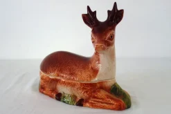 Pamono Deer Terrine in Majolica by Michel Caugant, France, 1950s><noscript><img width=