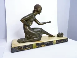 Sale Pamono Demetre Chiparus, Large Original Art Deco Sculpture, 1920s, Metal on Marble Base