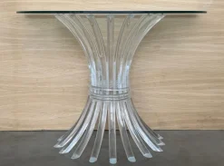 New Pamono Demi-Lune Acrylic Glass Console Table with Clear Glass Top, 1950s