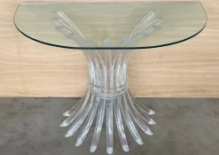 New Pamono Demi-Lune Acrylic Glass Console Table with Clear Glass Top, 1950s
