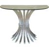 Discount Pamono Demilune Console Table with Acrylic Glass Pedestal Base and Clear Glass Top, 1960s