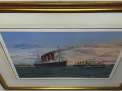 Pamono Dennis Green, Sisters of the Mersey RMS Lusitania & RMS Mauretania, 2015, Gouache><noscript><img width=