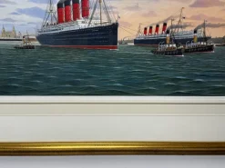 Pamono Dennis Green, Sisters of the Mersey RMS Lusitania & RMS Mauretania, 2015, Gouache><noscript><img width=