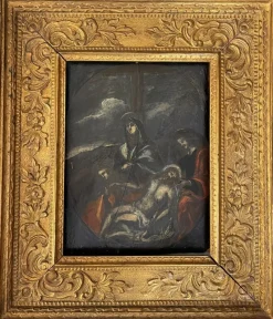 Hot Pamono Deposition of Christ, 18th Century, Painting on Slate