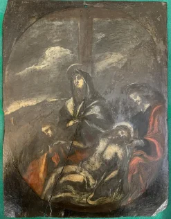 Hot Pamono Deposition of Christ, 18th Century, Painting on Slate