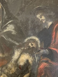 Hot Pamono Deposition of Christ, 18th Century, Painting on Slate