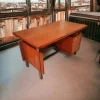 Discount Pamono Desk in Veneered Wood, Metal with Leather Finish, 1950s