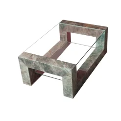 Pamono Devon Coffee Table in Root Green Marble with Two Inset Glass Tops by Joaquín Moll for Meddel España><noscript><img width=