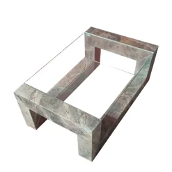 Pamono Devon Coffee Table in Root Green Marble with Two Inset Glass Tops by Joaquín Moll for Meddel España><noscript><img width=