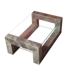 Pamono Devon Coffee Table in Root Green Marble with Two Inset Glass Tops by Joaquín Moll for Meddel España><noscript><img width=