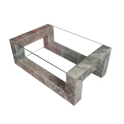 Pamono Devon Coffee Table in Root Green Marble with Two Inset Glass Tops by Joaquín Moll for Meddel España><noscript><img width=