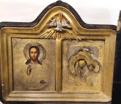 Pamono Devotional Display Case with Orthodox Icons of Christ Pantocrator and Madonna with Child, 18th Century> Wall Decor