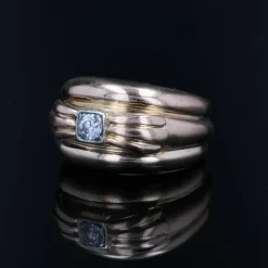 Sale Pamono Diamond 18 Karat Yellow Gold Large Ring, 1950s