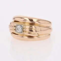 Sale Pamono Diamond 18 Karat Yellow Gold Large Ring, 1950s